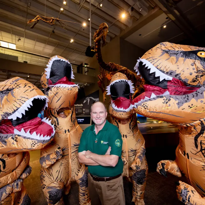 Dr Scott Hocknull and friends at QLD dinosaur Week Launch
